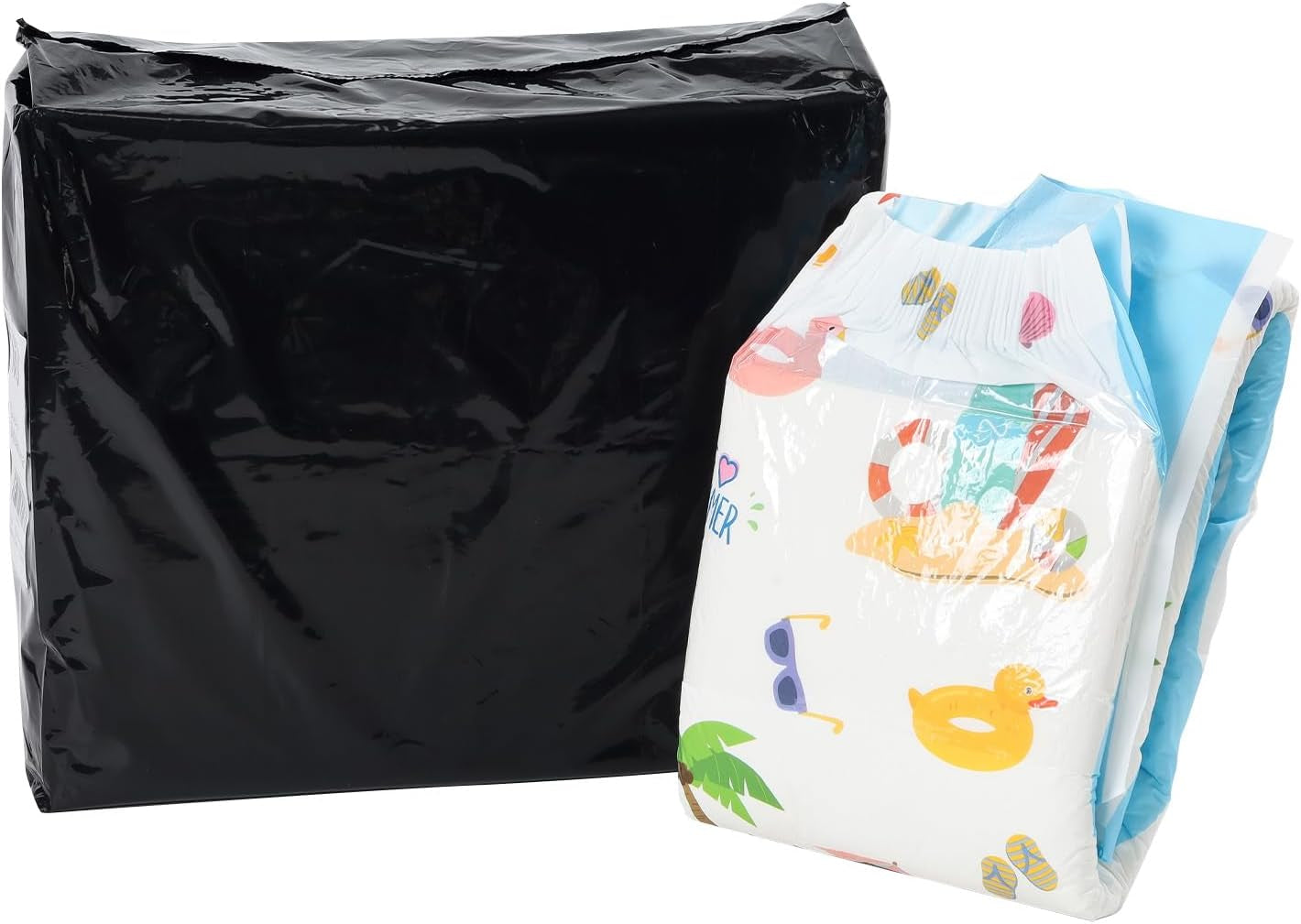 Pieluchy dla dorosłych CutiePlusU, 10 szt., jednorazowe pieluszki w płachcie dla kobiet i mężczyzn, maksymalna chłonność przez noc - kocham lato (średni rozmiar 71-96 cm)