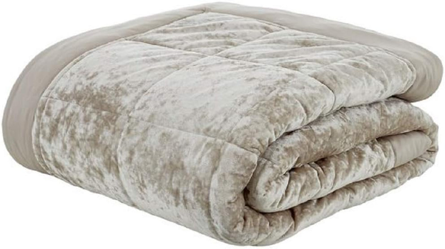 Catherine Lansfield - Cuvertură de pat pentru pat dublu din imitație de catifea zdrobită - Poliester, Poliester, Argint, 53 X 23 X 53 Cm Paturi si Cuverturi Catherine Lansfield Natura 53 X 23 X 53 cm