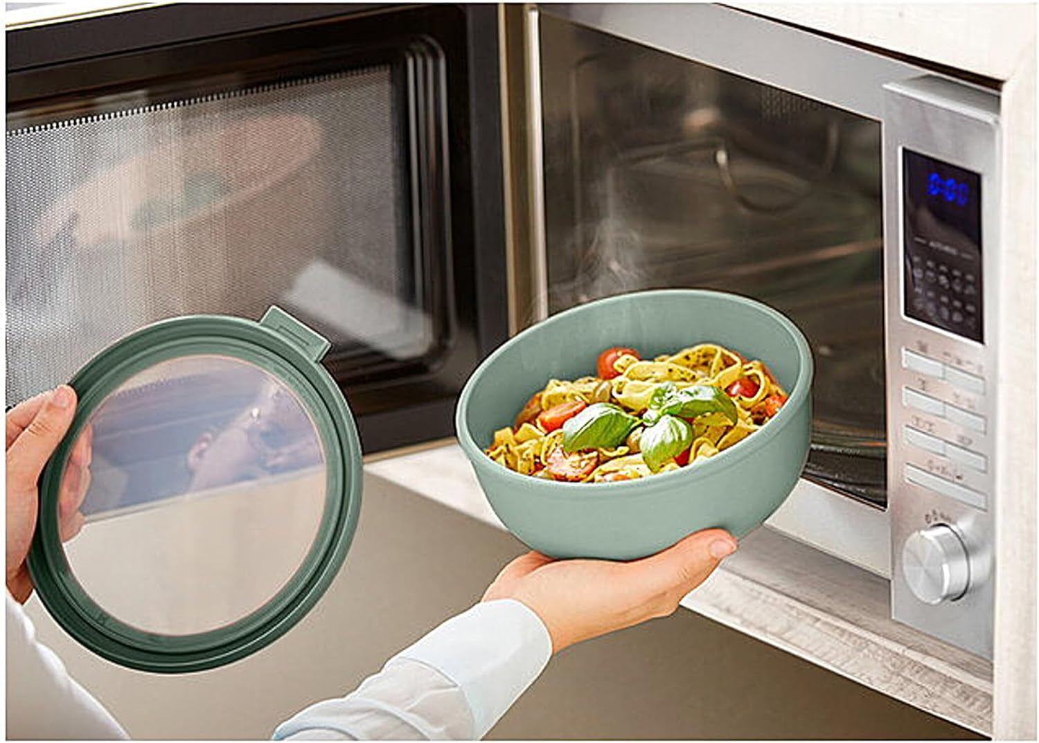 Mepal - Multi bowl Cirqula Round 4-piece set - Borcane de depozitare cu capac - Potrivit ca cutie de depozitare, frigider, congelator și cuptor cu microunde - 500, 1000, 2000, & 3000 ml - Nordic sage Cutii depozitare alimente Naty Shop