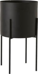 Ghiveci ELLOS Home Milton, ghiveci versatil din fier cu suport reversibil pentru interior și exterior, 22 cm înălțime - Negru, Ø 25 cm