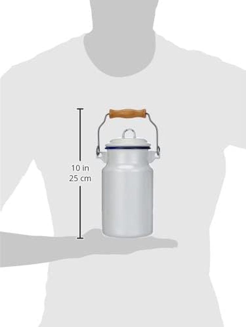 904301 Bidon de lapte 1 L, oțel, alb / albastru, 10 x 10 x 22 cm