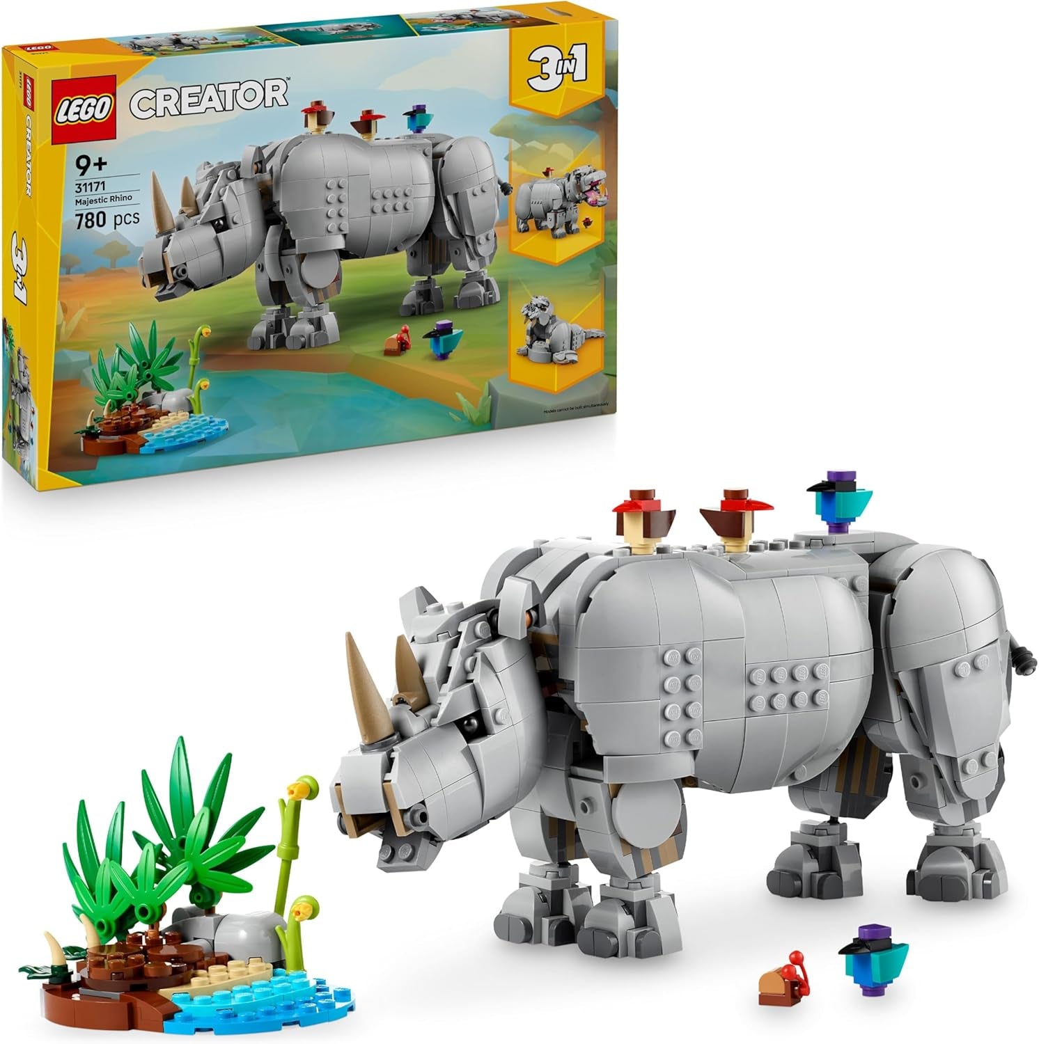 LEGO Creator 3in1 Wild Safari Animals, Giraffe Toy to Gazelle Figures to Lion Model, Set for Kids, Girls & Boys Aged 9 Plus, Includes Flamingo and Butterfly, Nature Gifts for Imaginative Play 31150