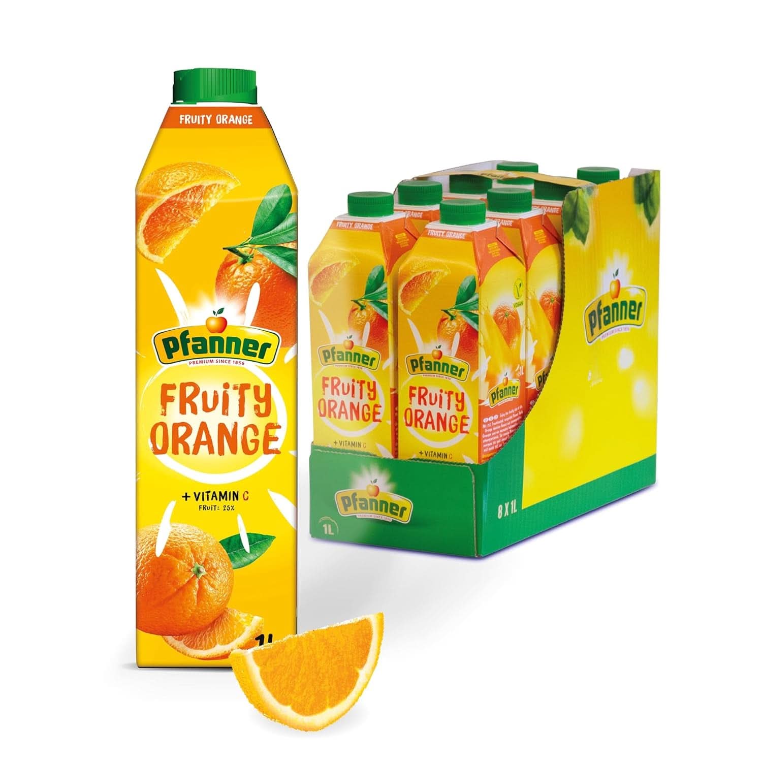 Pfanner Nektar Owocowy Truskawkowy (8 X 1 Litr) - 30% zawartości Owoców - Napój Truskawkowy Naty Shop Fruity Orange