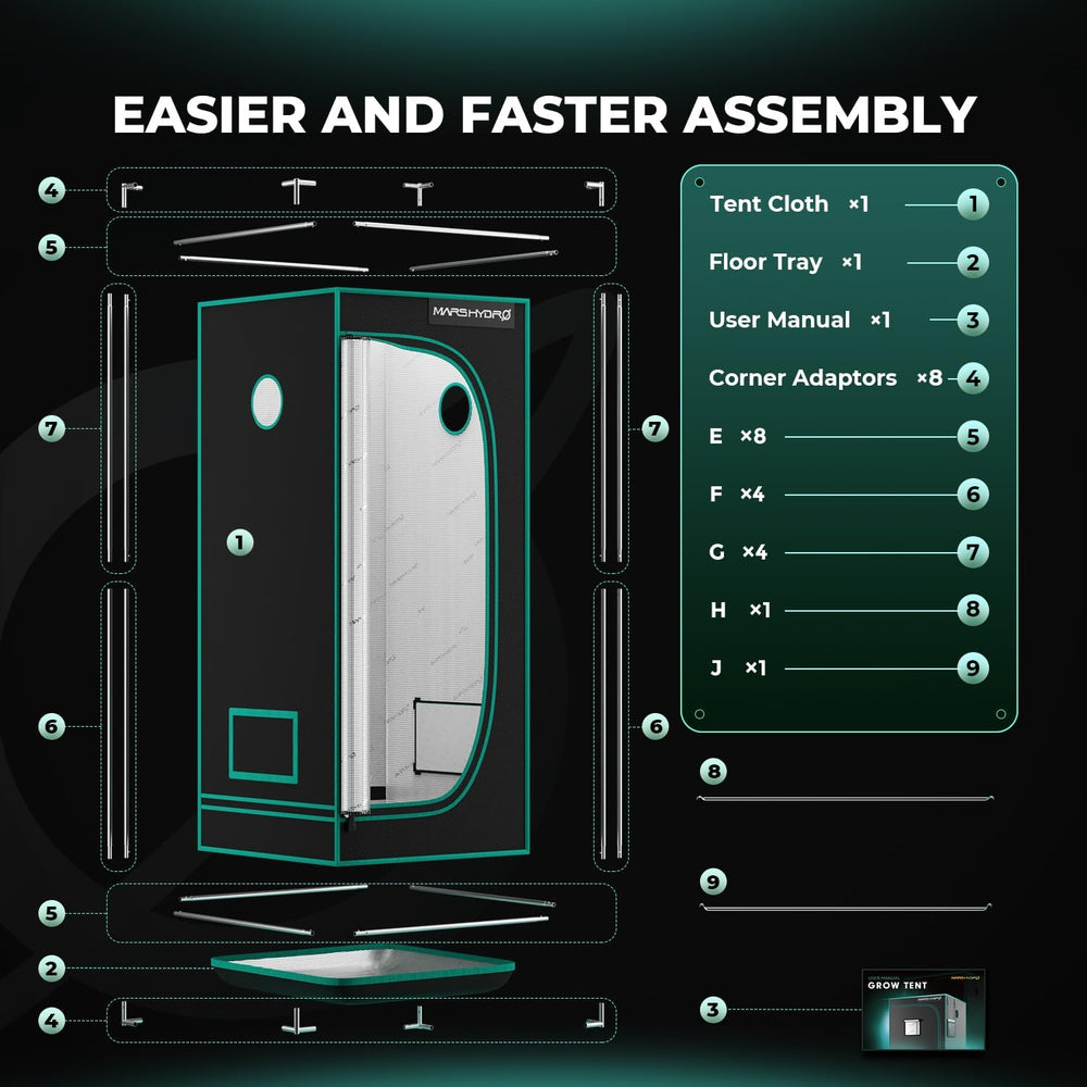 Namiot do uprawy MARS HYDRO 60x60x140cm, namiot do uprawy w pomieszczeniach, odblaskowe namioty do uprawy z mylaru do hydroponiki, zdejmowana taca dolna do przestrzeni do uprawy roślin