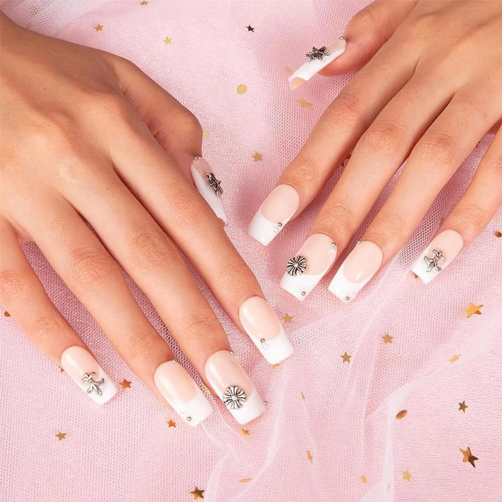 100 bucăți brelocuri unghii cruce 3D, brelocuri unghii cruce, brelocuri unghii cromate, accesorii vintage pentru unghii, decorațiuni unghii DIY, pentru femei și fete, unghii DIY decorațiuni