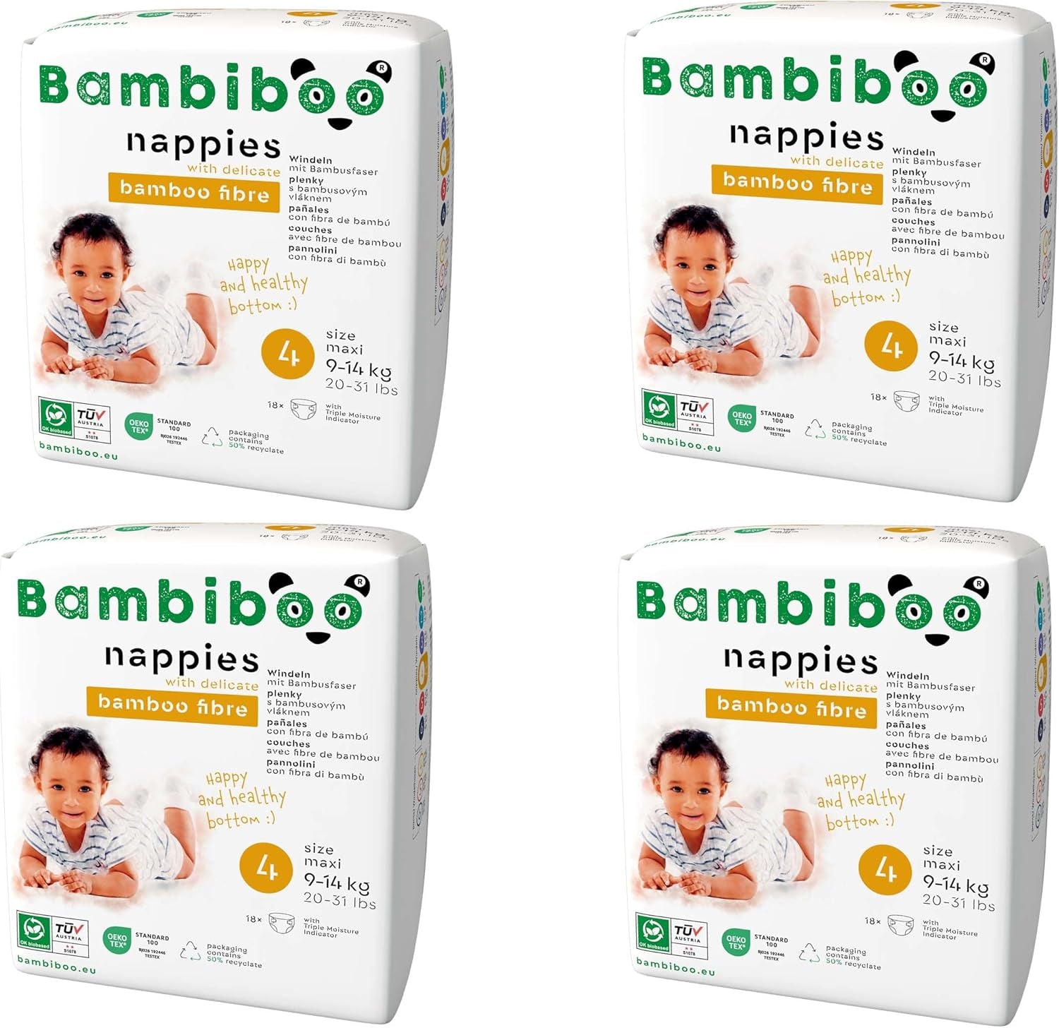 Pieluszki jednorazowe Bambiboo Mini Przyjazne dla skóry z miękkim włóknem bambusowym Otwór na pępek - Pieluszki dla noworodków - Pieluszki jednorazowe dla noworodków - Ochrona skóry - Rozmiar 2, 25 szt.