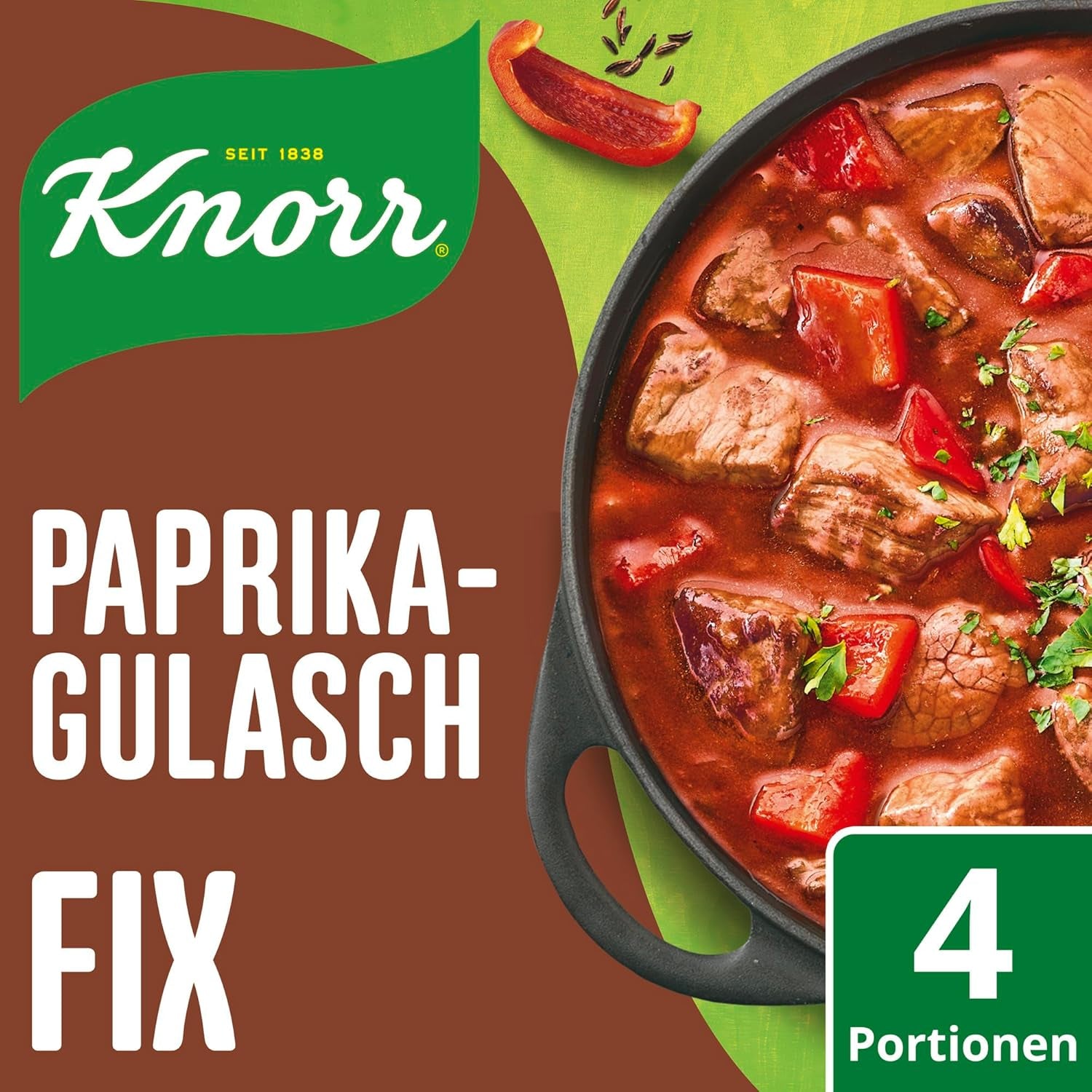 Knorr Fix Würzmischung Paprika-Gulasch für eine leckeres Fleischgericht mit natürliche Składnik 4 Porcje