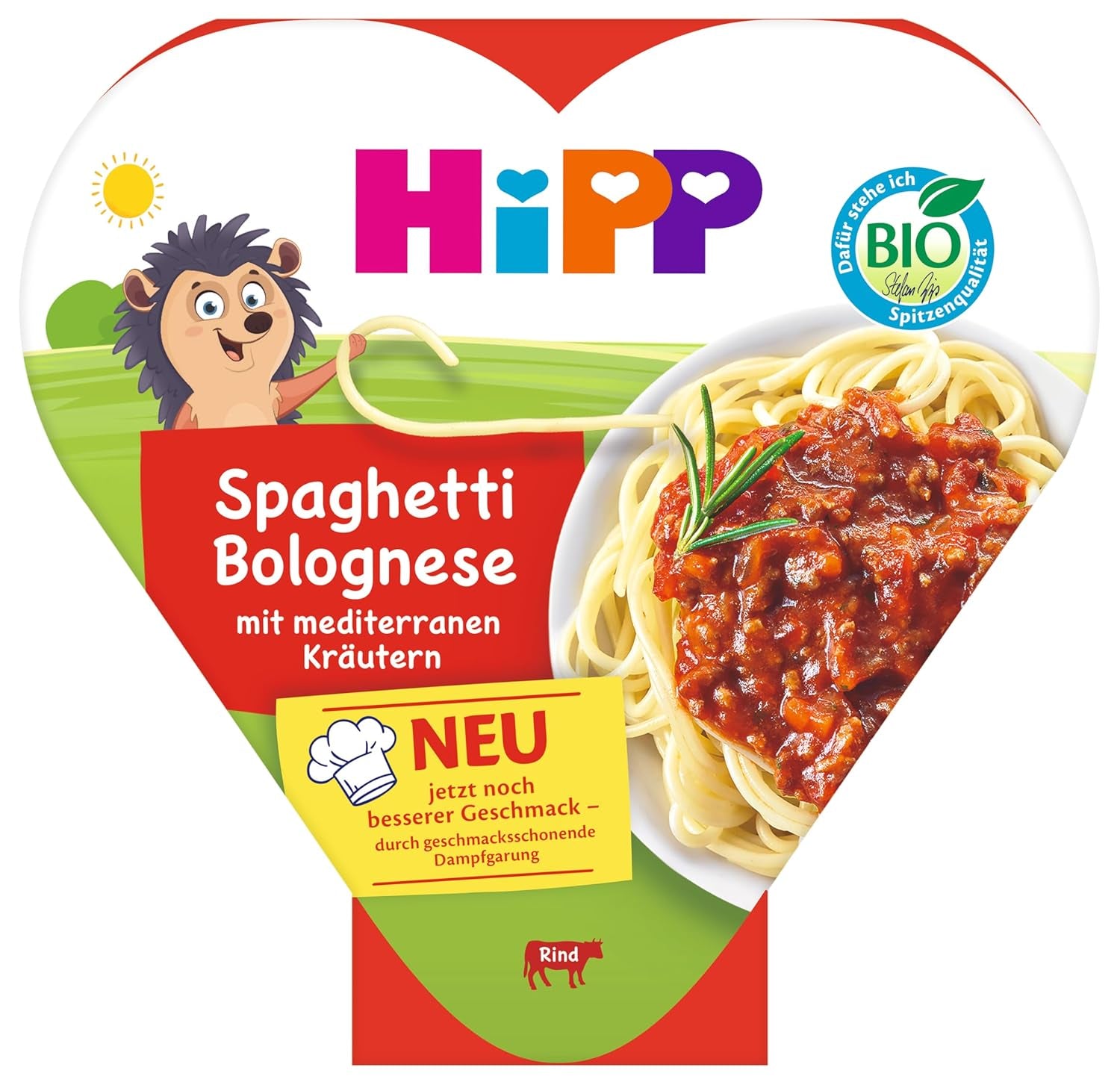 HiPP organiczne spaghetti bolońskie z ziołami śródziemnomorskimi (6 x 250 g), odpowiednie dla dzieci od 1 roku, lekko gotowane na parze, sezonowane dla dzieci, jakość organiczna