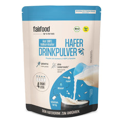 Fairfood Bio Haferdrink Pulver 360g - nachhaltige Milchalternative - wegańskie, bezglutenowe i ohne Öl - bis zu 4L Haferdrink - zum Selbermischen - 100% Bio-Vollkornhafer