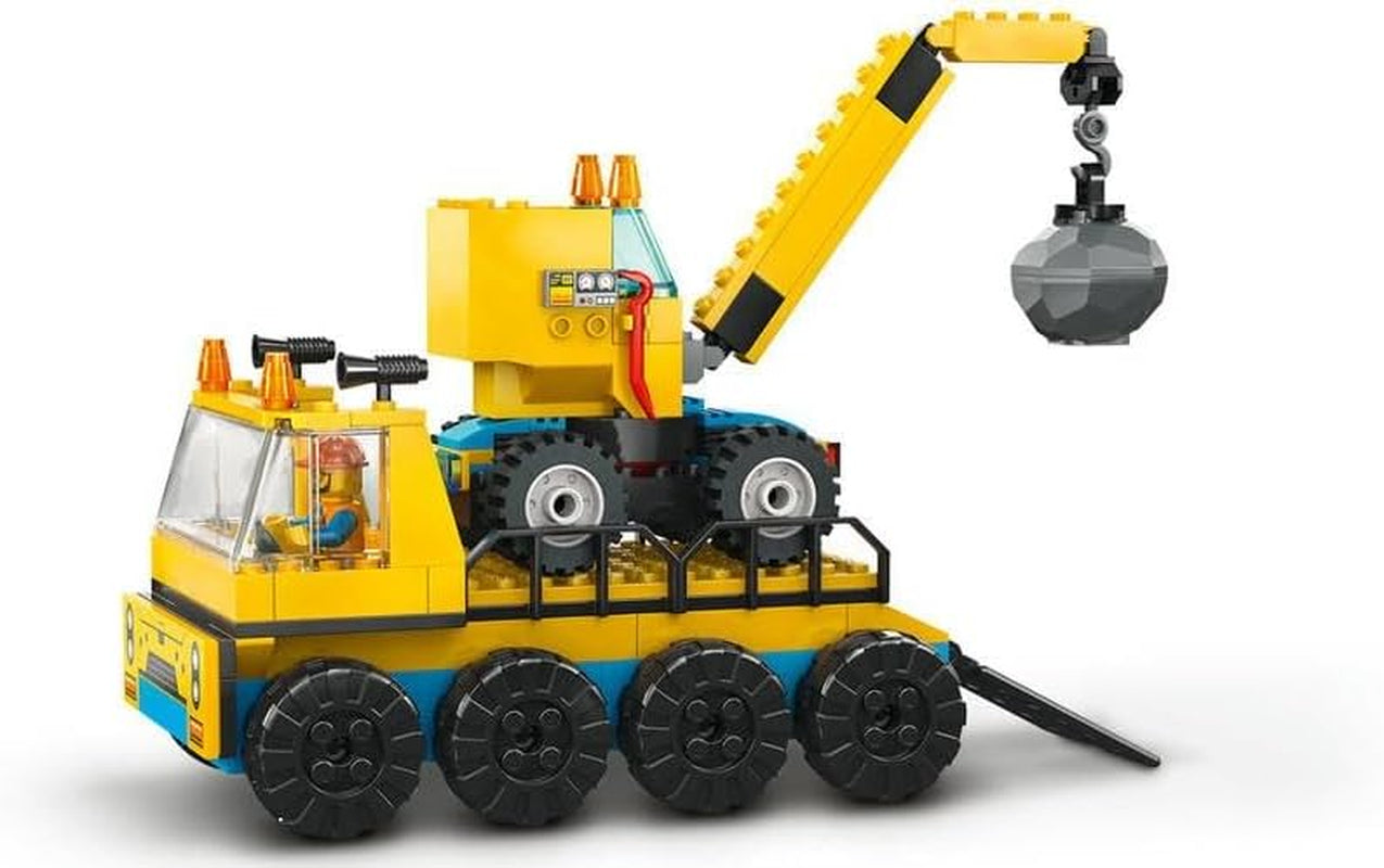 LEGO 60391 Miejskie pojazdy budowlane i żuraw wyburzeniowy, koparka, wywrotka i pojazdy transportowe Zabawka, zabawka edukacyjna dla dzieci w wieku od 4 lat i więcej Zestawy do budowania Besuche den LEGO-Store