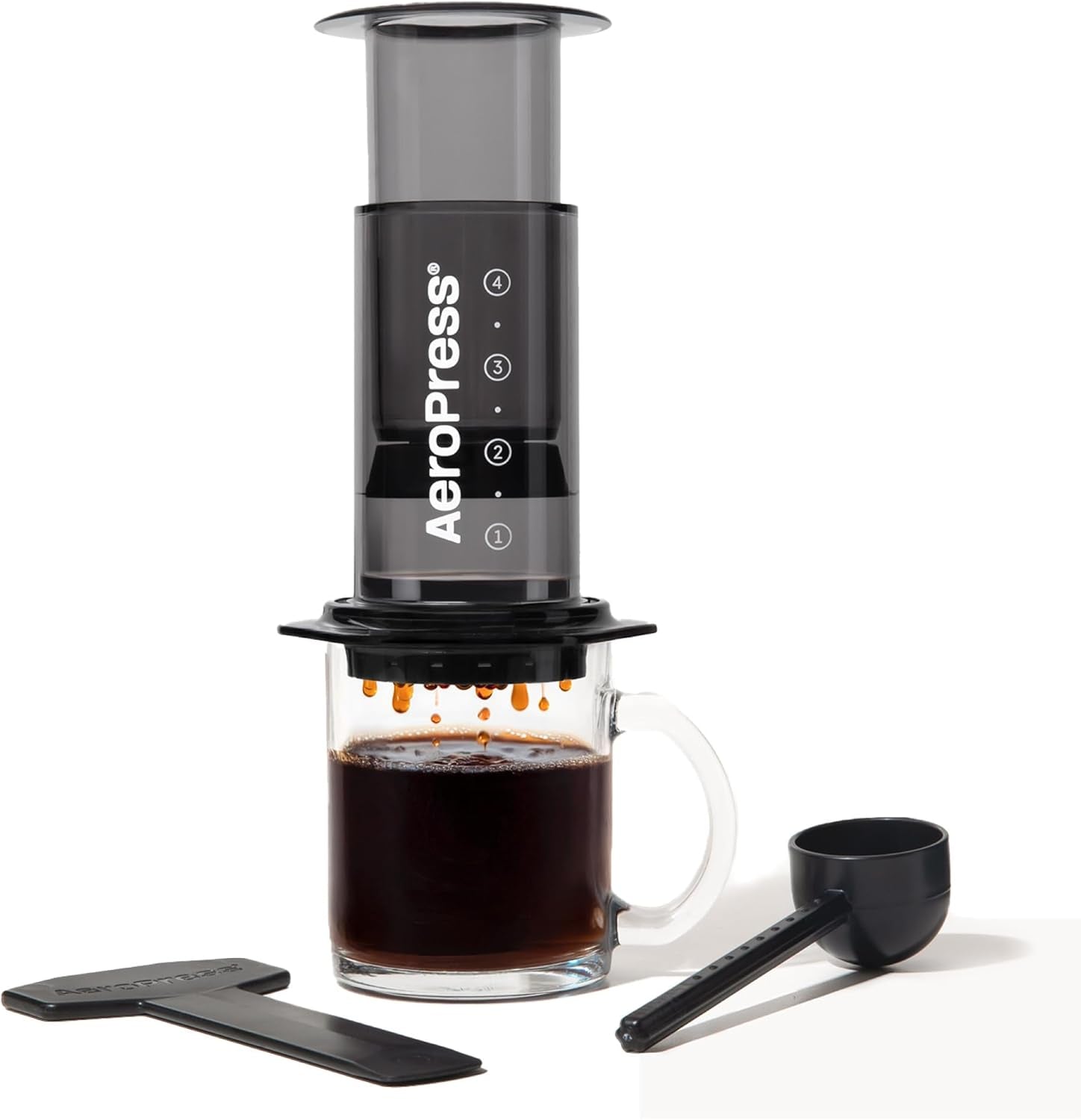 Aparat de cafea și espresso AeroPress Original, aparat de cafea portabil de nivel barista cu cameră, piston și filtre, aparat rapid de cafea și espresso