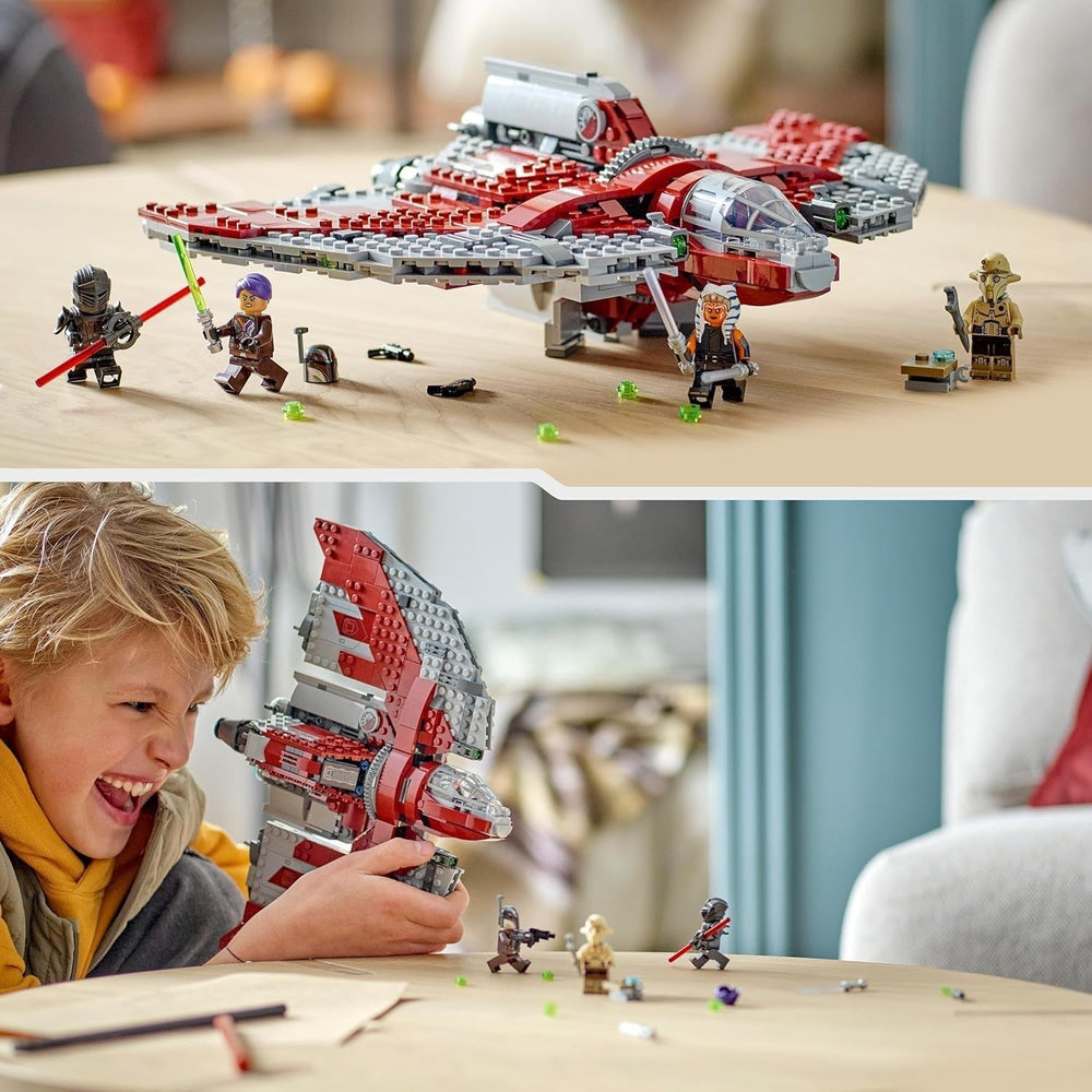 LEGO Star Wars Ahsoka Tano's T-6 Jedi Shuttle Set, Jucărie navă spațială construibilă cu 4 minifigurine, inclusiv Sabine Wren și Marrok cu săbii laser, cadou pentru fanii seriei Ahsoka 75362 Seturi de constructie Besuche den LEGO-Store