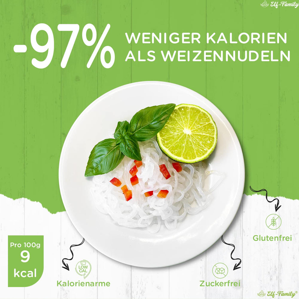 Elf-Family 6 pudełek (12 szt.) Organiczny makaron Konjac o bardzo niskiej zawartości węglowodanów Shirataki Wegański bezglutenowy – 1,62 kg, bez węglowodanów/keto/niskokaloryczny/beztłuszczowy/bez cukru Makaron instant – spaghetti i fettuccine