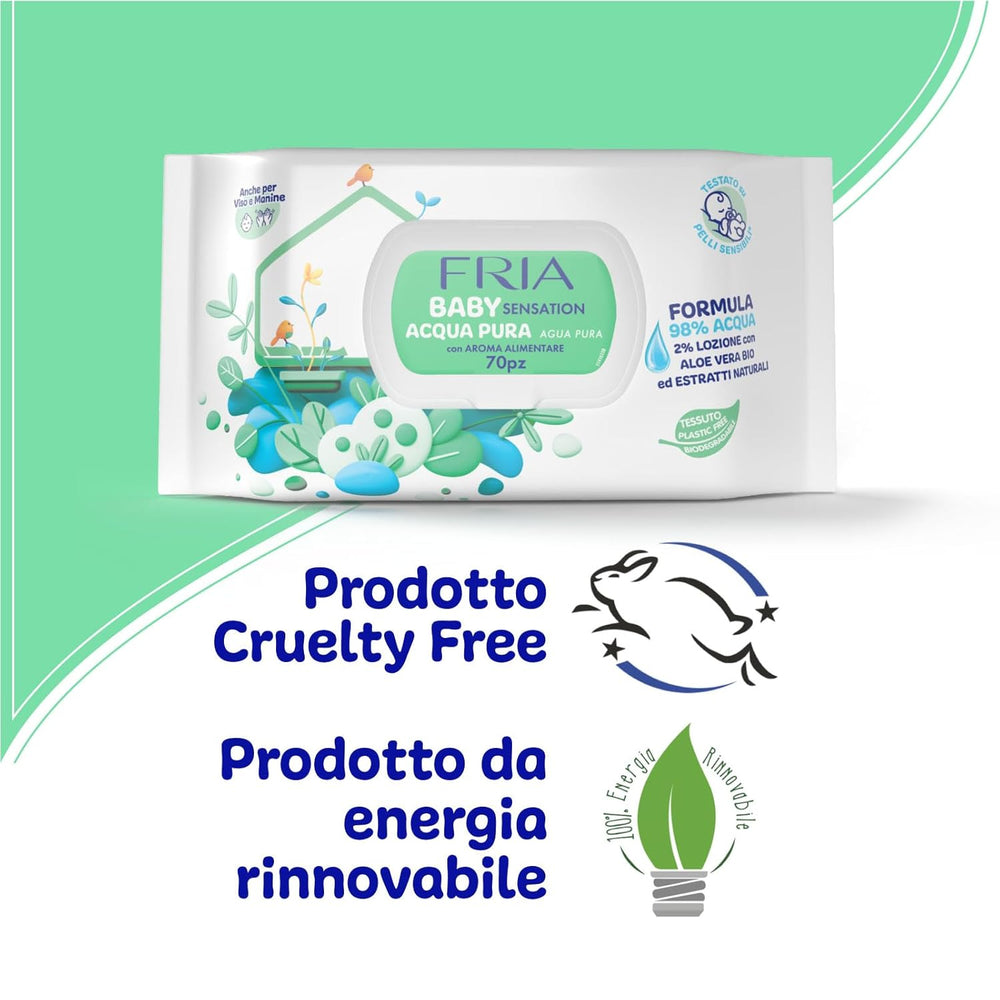 Baby Sensation Chusteczki nawilżane Pure Water, zawierające 98% wody oczyszczonej do oczyszczania skóry, testowane dermatologicznie, ekonomiczne opakowanie 840 chusteczek