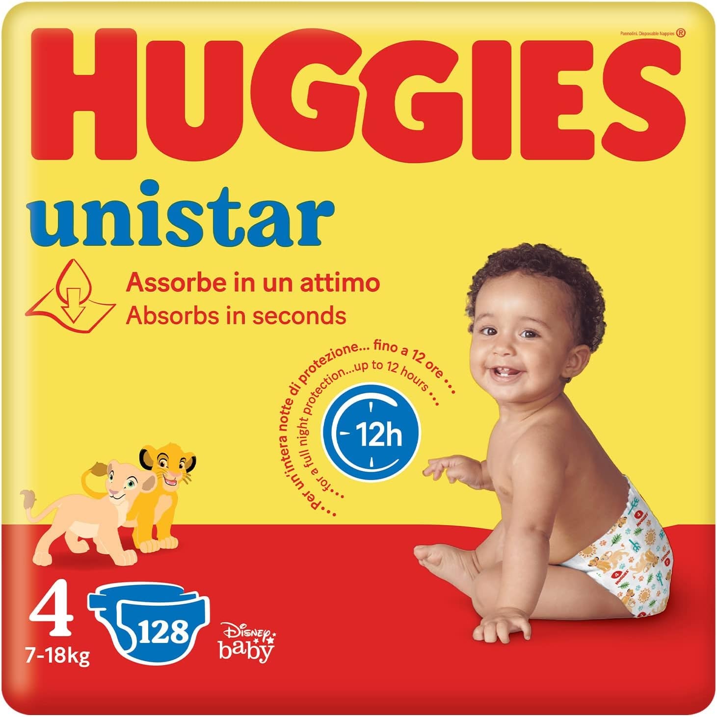 Pieluszki Huggies Unistar rozmiar 4 (7-14 kg), opakowanie 128 pieluszek (podstawowe)