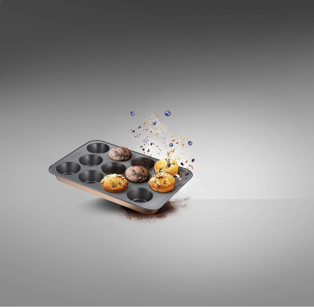 Tefal Airbake J2555014 Muffinform, Antihaftbeschichtung, Karbonstahl, Braun, 29 X 41 Cm Formy i blachy do pieczenia Naty Shop