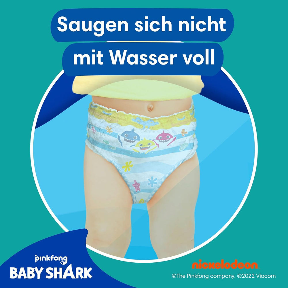 Pampers rozmiar 5-6 Splashers Baby Shark Edycja limitowana 10 szt. Jednorazowe pieluszki do pływania zapewniające bezpieczną ochronę wody