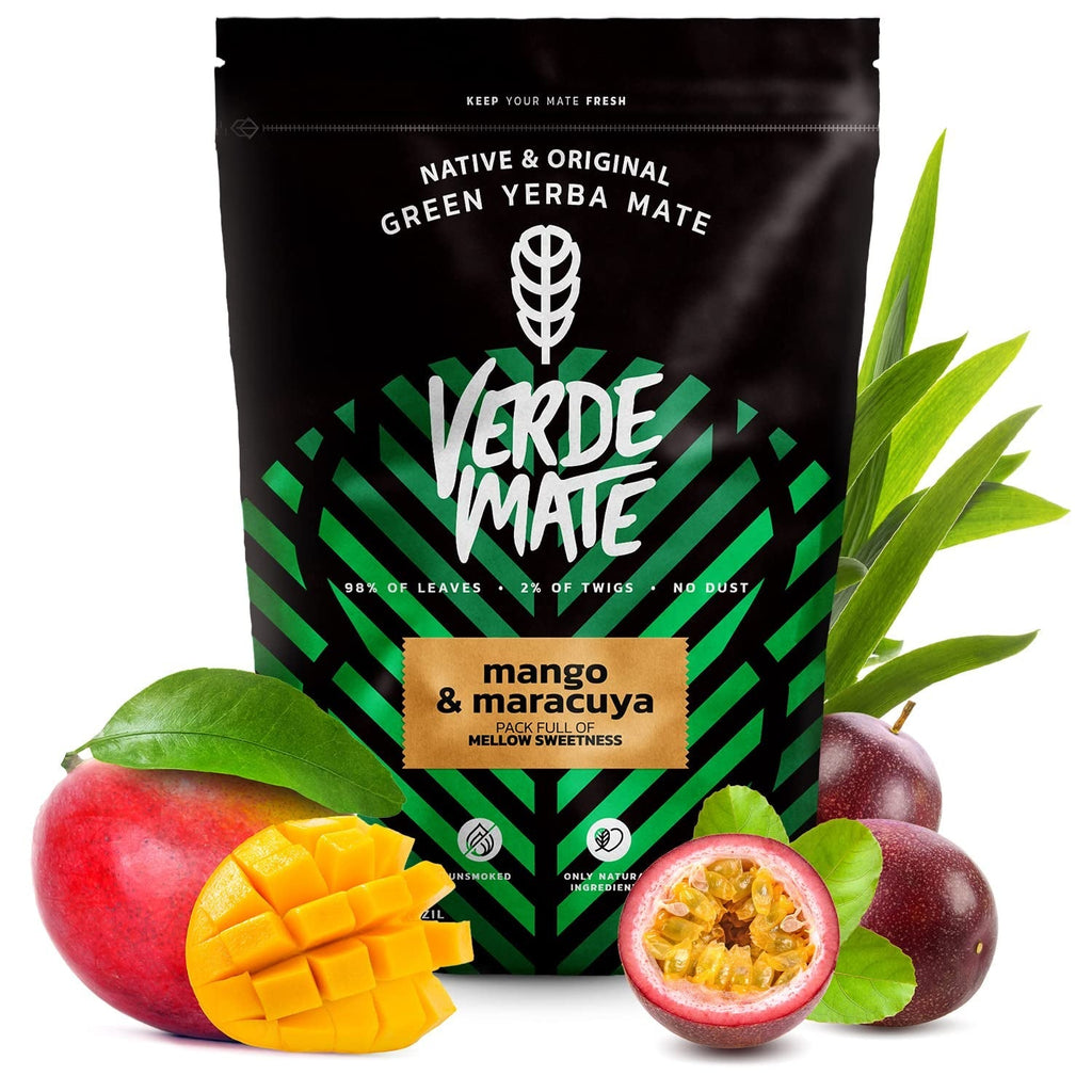 Set fructat Yerba Mate | Yerba Mate cu fructe | Verde Mate Green Mango &amp; Maracuya, Ananas, Dragon | Yerba Mate verde braziliană | Ceai Yerba Mate | 3X500G