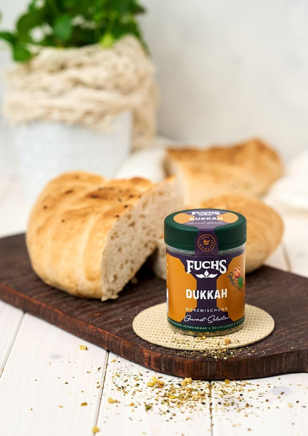 Fuchs Gewürze Gourmet Selection Naher Osten-Afrika – Dukkah Gewürzmischung, nachfüllbarer Gewürz Mix, zum Verfeinern von Fisch und Lamm, wegańskie, 50 g