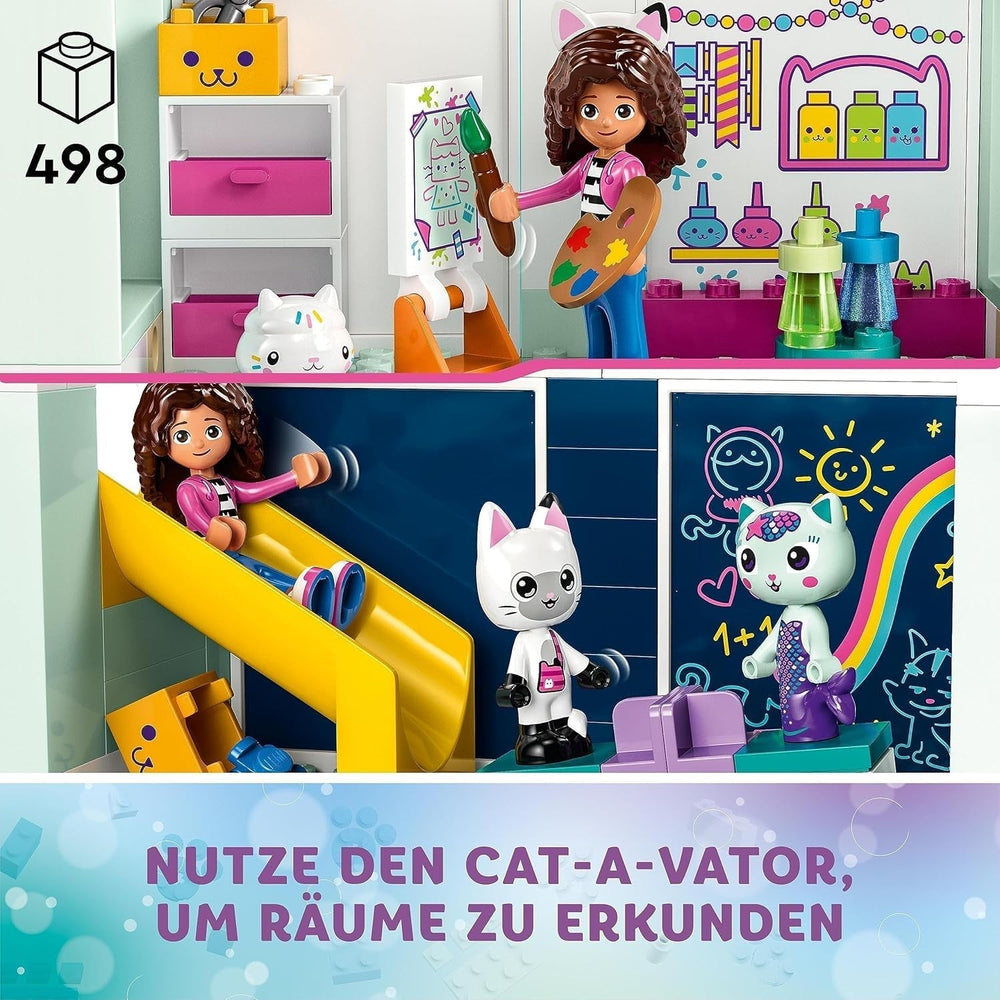 Lego 10788 Domek dla lalek Gabby, 8 pokoi i 4 piętra Domek dla lalek Gabby z figurkami Pandi, Surykatki i Kuchi oraz akcesoriami, prezent dla 4-letnich dziewcząt, chłopców i dzieci Zestawy do budowania Besuche w sklepie LEGO