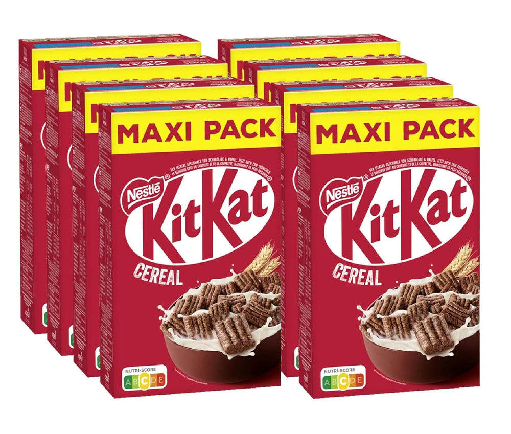 Nestlé KITKAT Płatki śniadaniowe, chrupiące płatki śniadaniowe z waflami KitKat, opakowanie 8 x 550 gramów Płatki Naty Shop