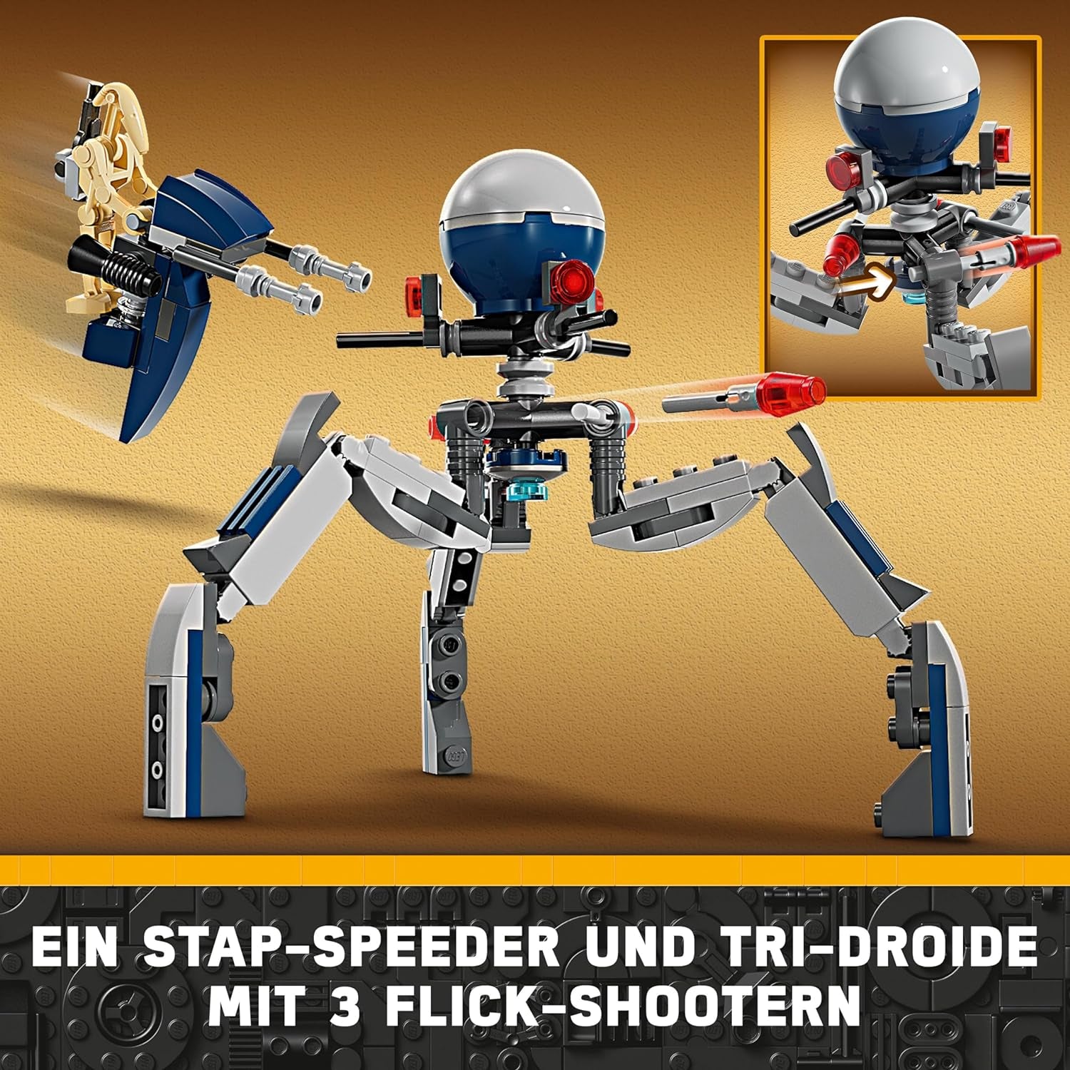 LEGO Star Wars 75372 Zestaw bojowy żołnierza klonów i droida bojowego, zawiera zestaw bojowy 4 minifigurki, 5 droidów i ścigacz ze strzelcem - Zabawka konstrukcyjna dla chłopców i dziewcząt od 7. roku życia Zestawy konstrukcyjne Besuche den LEGO-Store