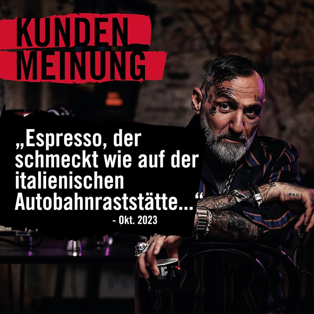 DEAD OR ALIVE Espresso No3 - Starke Espressobohnen 1kg - 100% Robusta - Kaffeebohnen für Kaffeevollautomat und Espressomaschine - Ganze Bohnen mit viel Koffein aus Italien - Coffee Beans