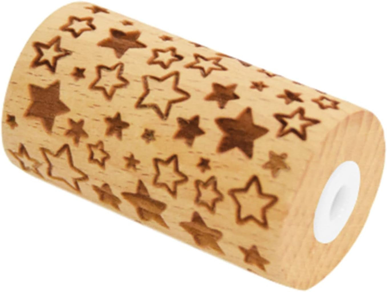 GOTOWANIE ZŁOMU - Mini-Roller aus Holz "Stern" – Deko mit eingravierten Abdrücken in Relief – Backform für Dekoration von Keksen, Keksen, Keksen – 5302
