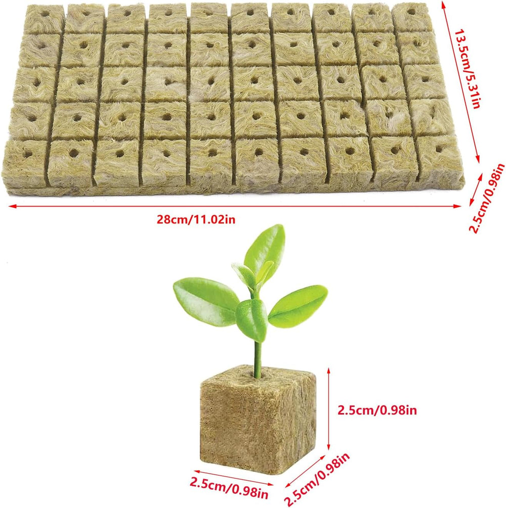 50 szt. Maty do uprawy z wełny mineralnej, kostki wełny mineralnej, izolacji z wełny mineralnej, maty do uprawy z wełny mineralnej z nożyczkami i rękawiczkami do uprawy bezglebowej, hydroponiki i przesadzania