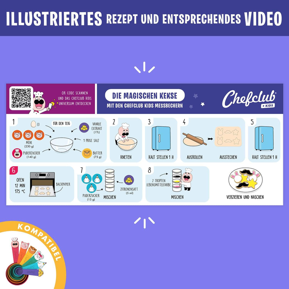 CHEFCLUB, Forme de biscuiți magice pentru fursecuri, Forme de biscuiți cu modele imaginative, Set de 3 forme de biscuiți metalice, inclusiv rețetă, Vârste 4+