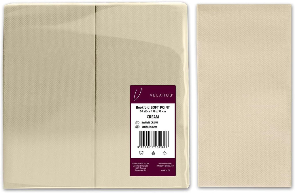 Soft Point 50 șervețele, pliere 1/8, de înaltă calitate, șervețel de unică folosință, 39X38 Cm, șampanie