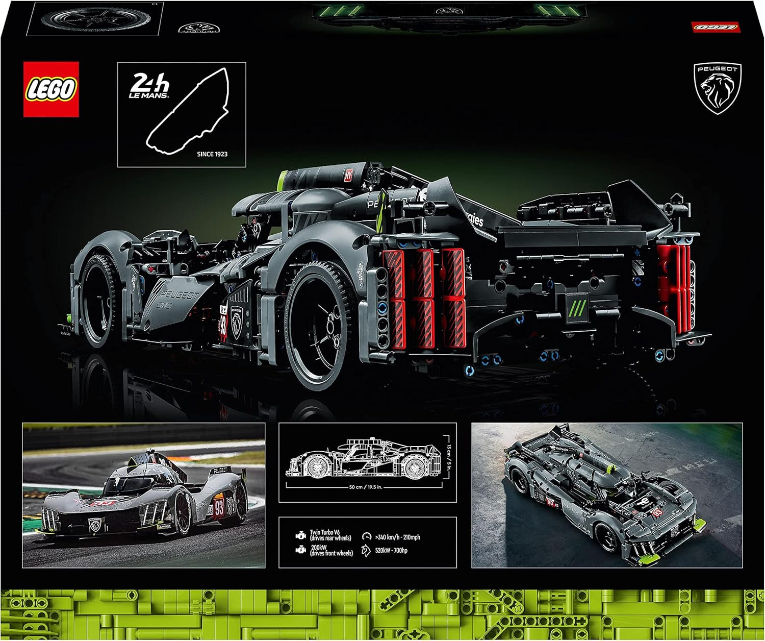LEGO 42156 Technic Peugeot 9X8 24H Le Mans Hybrid Hypercar Legendarny samochód wyścigowy Zestaw modeli do składania dla dorosłych Samochody do sportów motorowych w skali 1:10 Kolekcjonerskie dla zaawansowanych graczy Zestawy do budowania Kup w sklepie LEGO