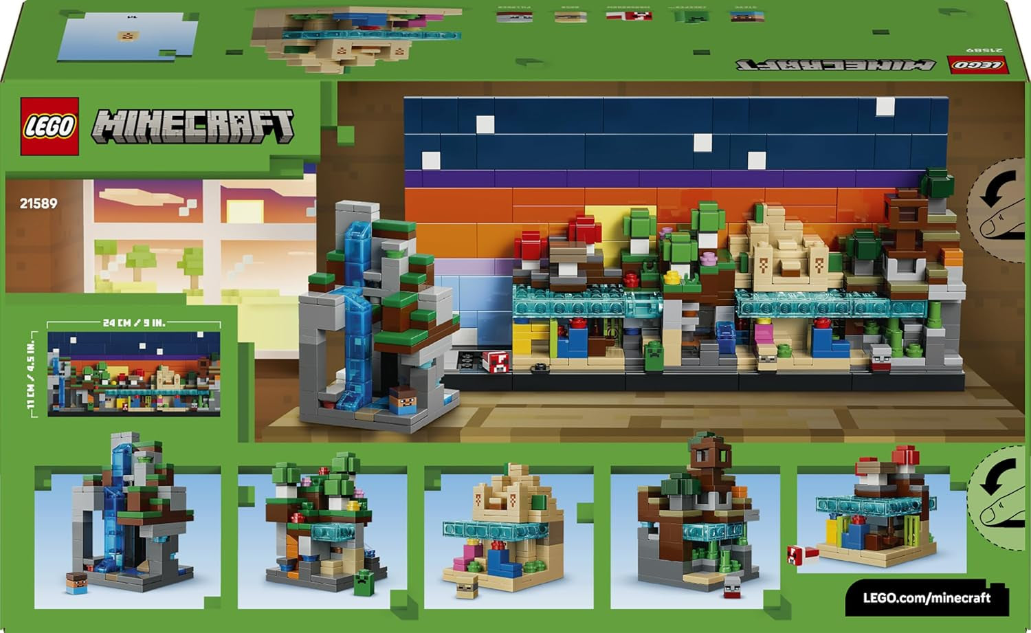 LEGO Minecraft Mini-Biome - DIY Deko Set - 3D Puzzle mit 5 Mikrofiguren - Kreatives Spielset zum Bauen und Sammeln - Gamer Geschenk für Jungen, Mädchen und Teenager ab 12 Jahren - 21589