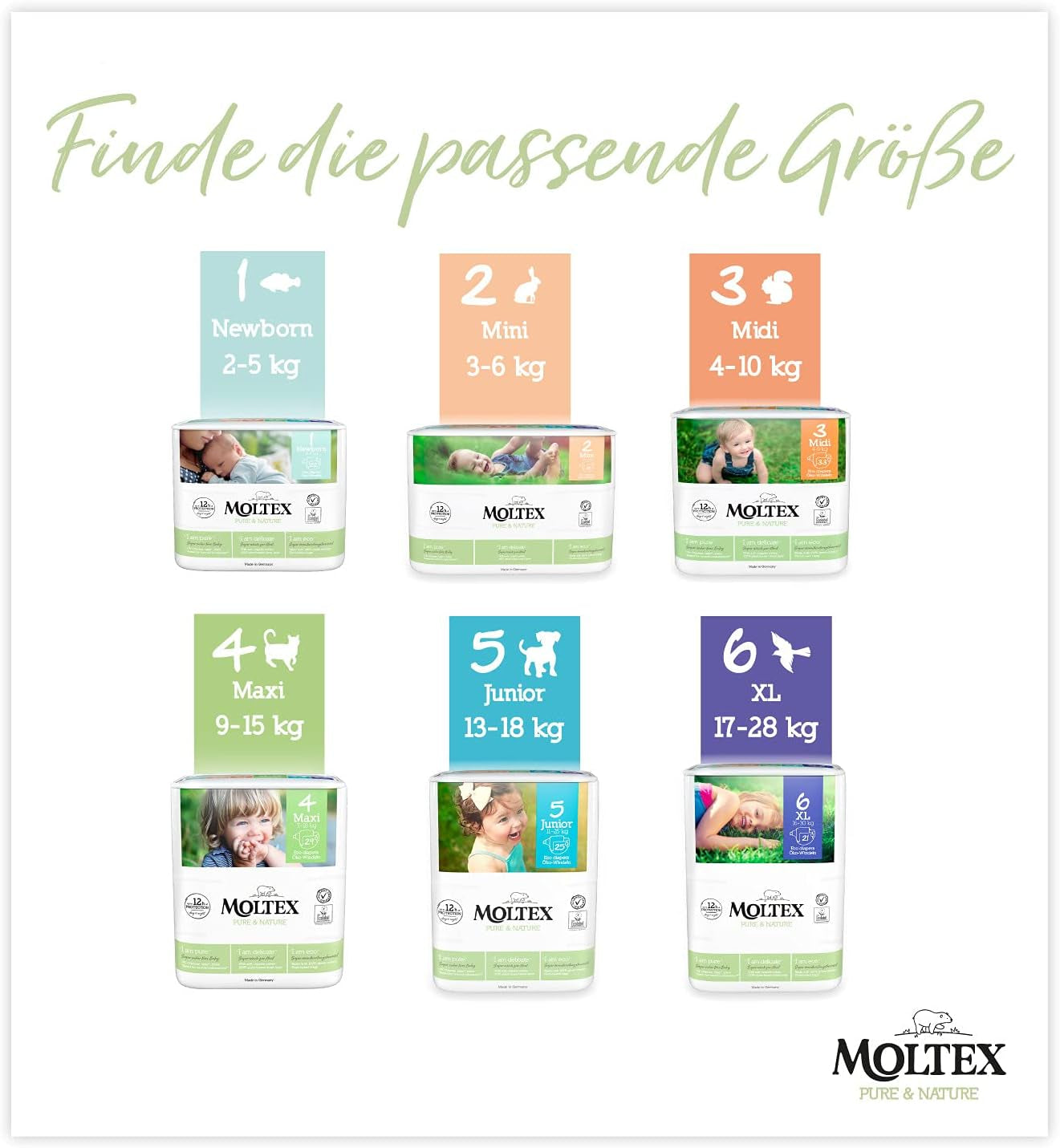 Organiczne pieluszki Pure & Nature Rozmiar 6 XL (17-28kg) Pudełko miesięczne 84 pieluszki organiczne