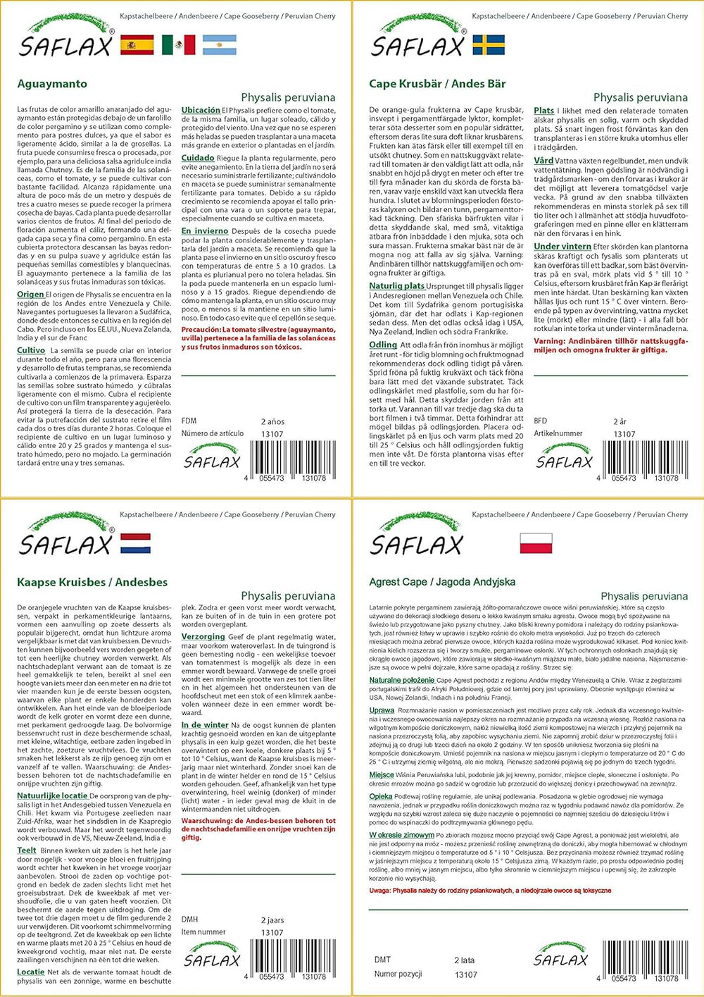SAFLAX - Kapstachelbeere/Andenbeere - 100 Samen - Physalis Peruviana