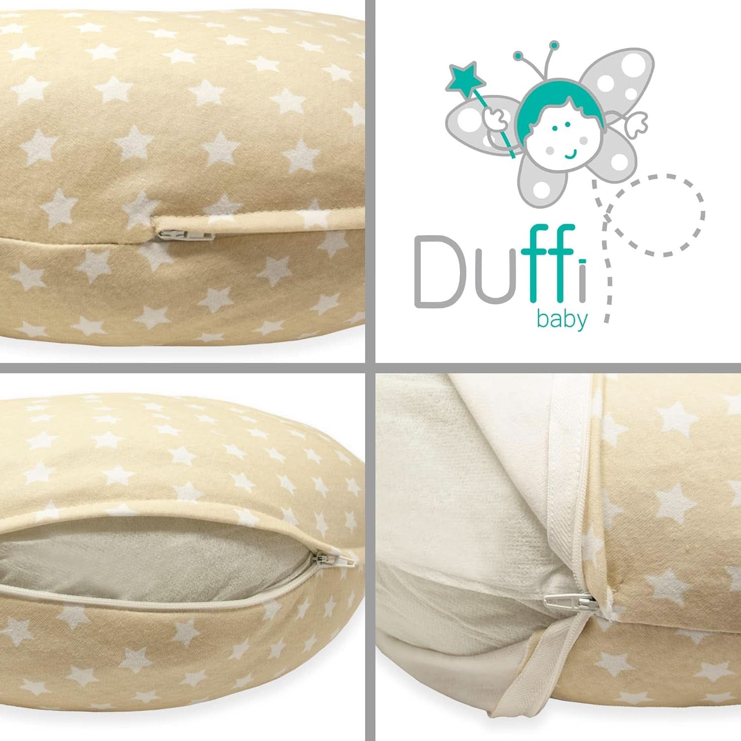Poduszka do karmienia dla noworodków, XL, poszewka 100% bawełna, zdejmowana i nadająca się do prania, wypełnienie poliestrowe, motyw gwiazdek. Dodatki Żywność i karmienie piersią Bebe Naty Shop