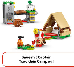 LEGO Super Mario Captain Toad-Camp- Interaktives Spielzeug mit 3 Figuren - Gumba, Zelt & einstürzender Brücke - Kinder Mitbringsel - Spielset - Gamer Geschenk für Jungen & Mädchen ab 6 Jahren - 72040