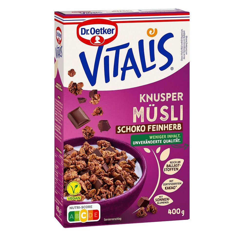 Dr. Oetker Vitalis Crunchy Honeys: Miodowe chrupiące musli na śniadanie i przekąski, 5 opakowań (5 x 600g)