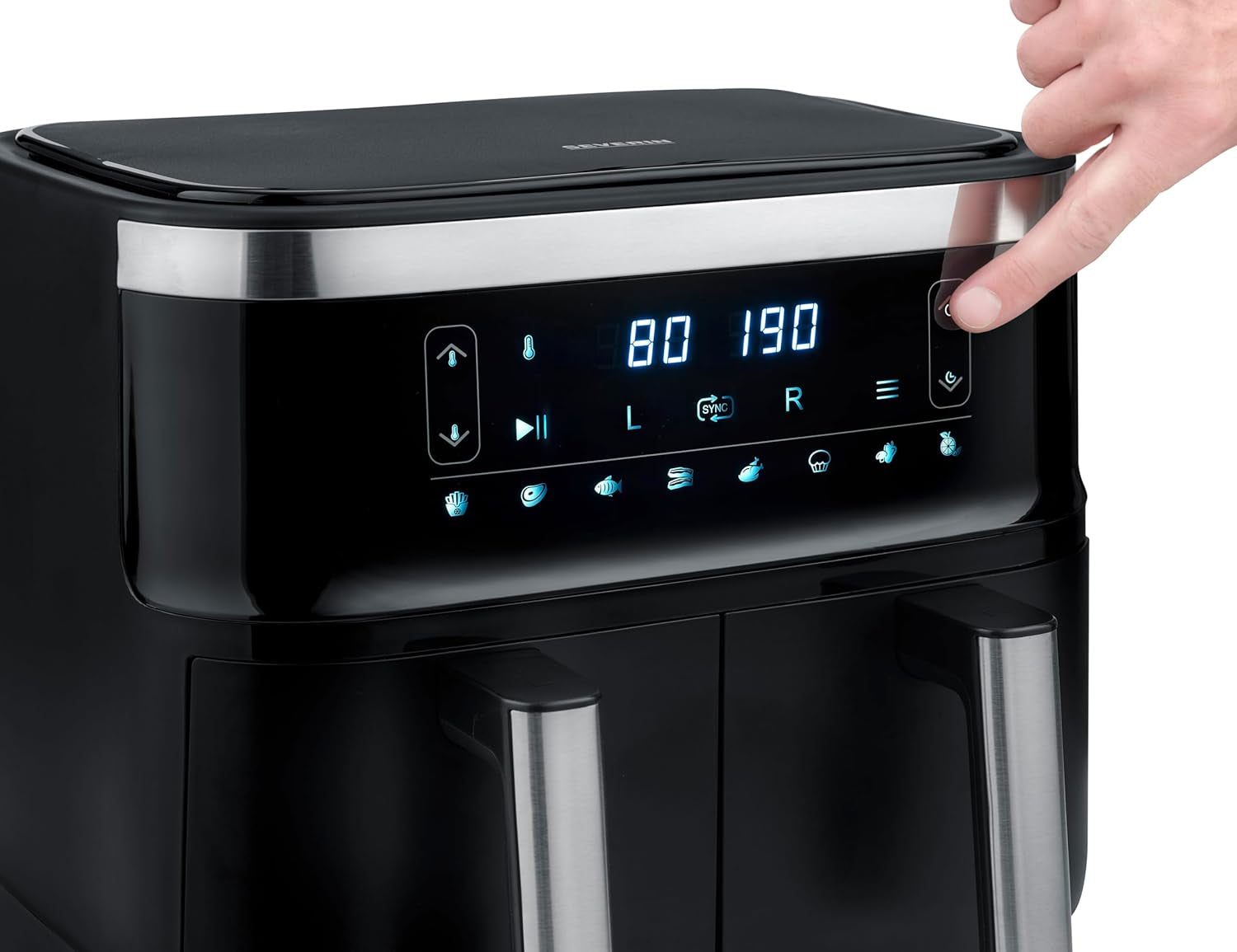 SEVERIN Podwójna frytownica na gorące powietrze z komorą gotowania 2 X 3,8 L, 8 programów automatycznych Sklep AGD Naty Shop