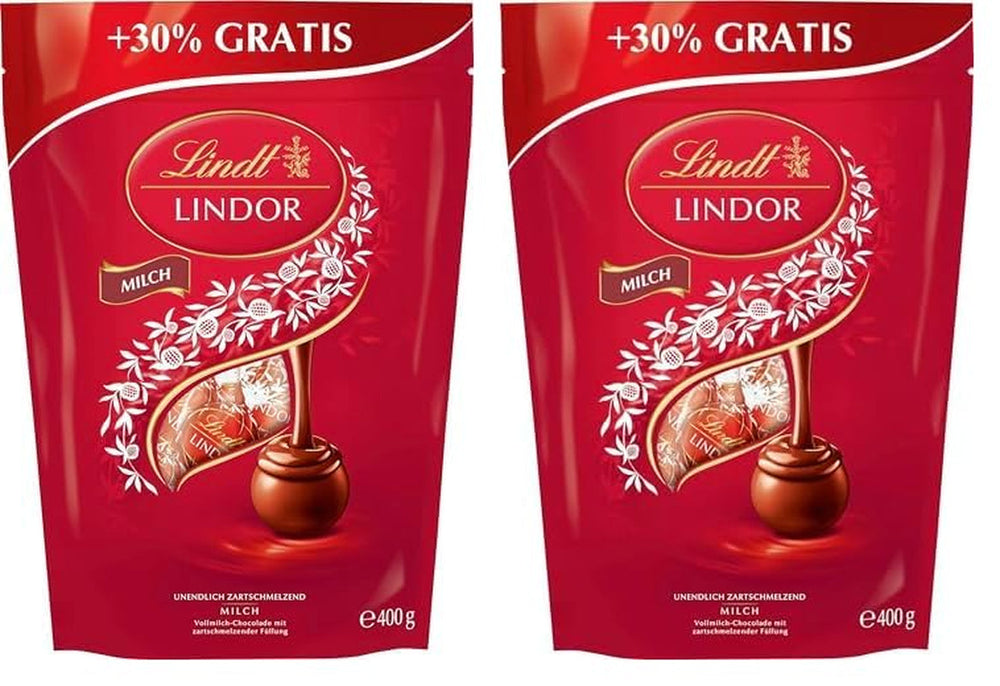 Lindt Chocolate LINDOR Balls Mixture, 399 grame Bomboane de Ciocolata Naty Shop 2 x 400 grame Ciocolata cu lapte