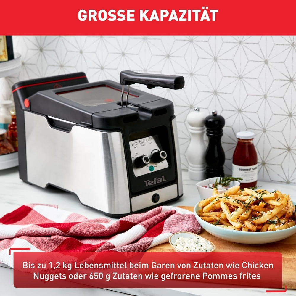 Frytownica Tefal FR600D Clear Duo, smażenie z mniejszą ilością dymu i zapachów, pojemność 1,2 kg, termostat, timer, duże okienko bez mgły Sprzęt AGD Naty Shop