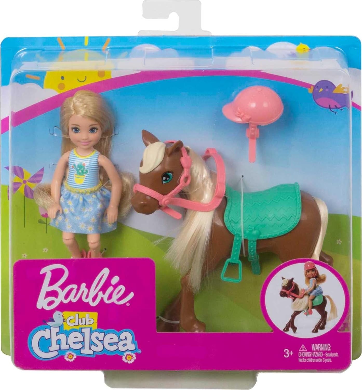 Barbie GHV78 – Zestaw Club Chelsea z lalką i koniem, ok. 15 cm blondynka z modą i dodatkami zabawka prezentowa dla dzieci w wieku od 3 do 7 lat Naty Shop Dolls