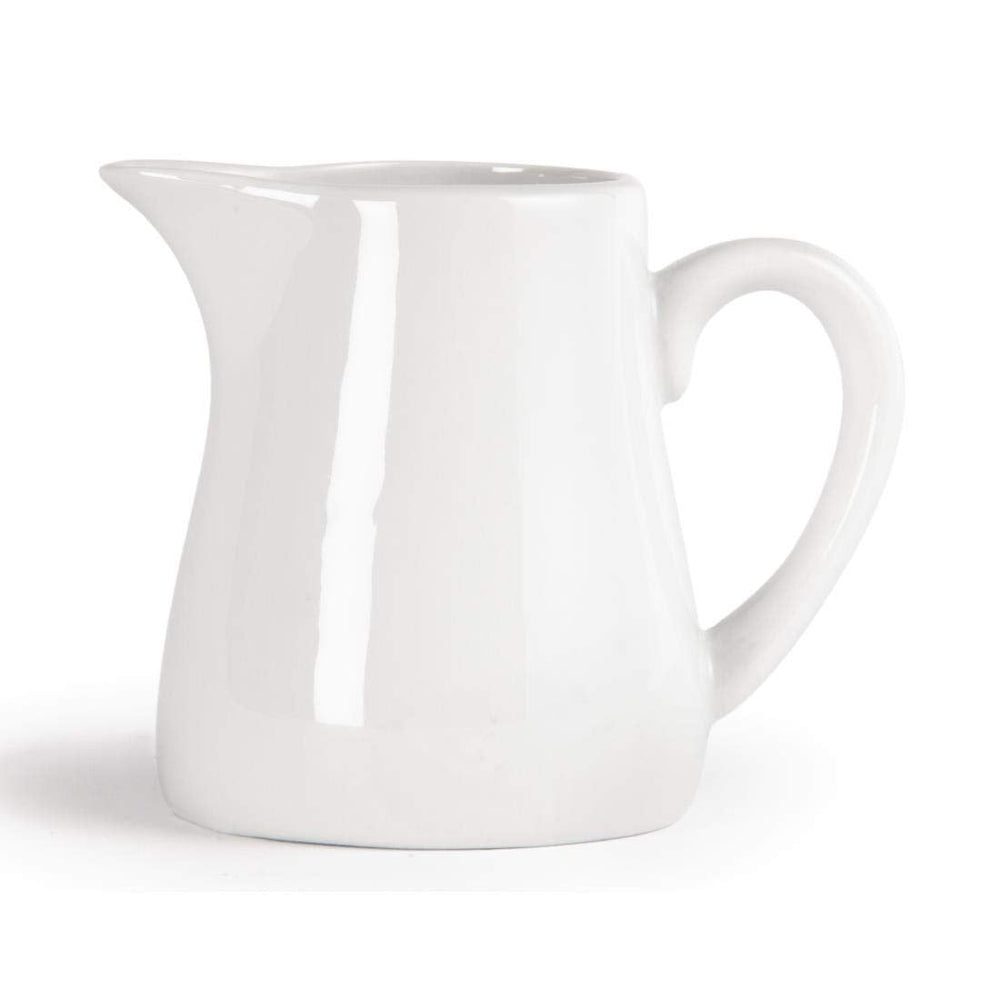 Olympia Whiteware Servierkannen 170 ml/6 oz (6er-Pack), weißes Porzellan - Kanne mit Henkel, ideal für Milch, Sahne, Vanillepudding, Soßen, Bratensoße - spülmaschinen- und mikrowellengeeignet, Café-Restaurant-Hausgebrauch, U819