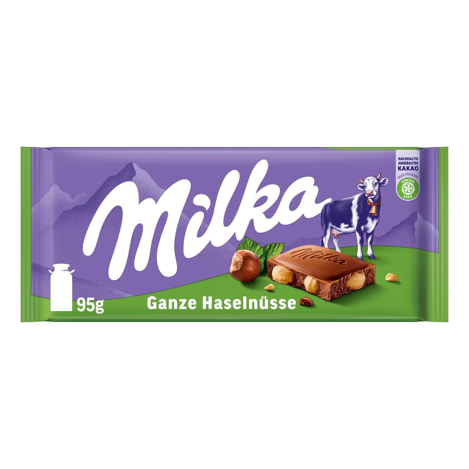 Milka Alpine Czekolada mleczna z całymi orzechami laskowymi - Czekolada z chrupiącymi orzechami - 17 x 95g