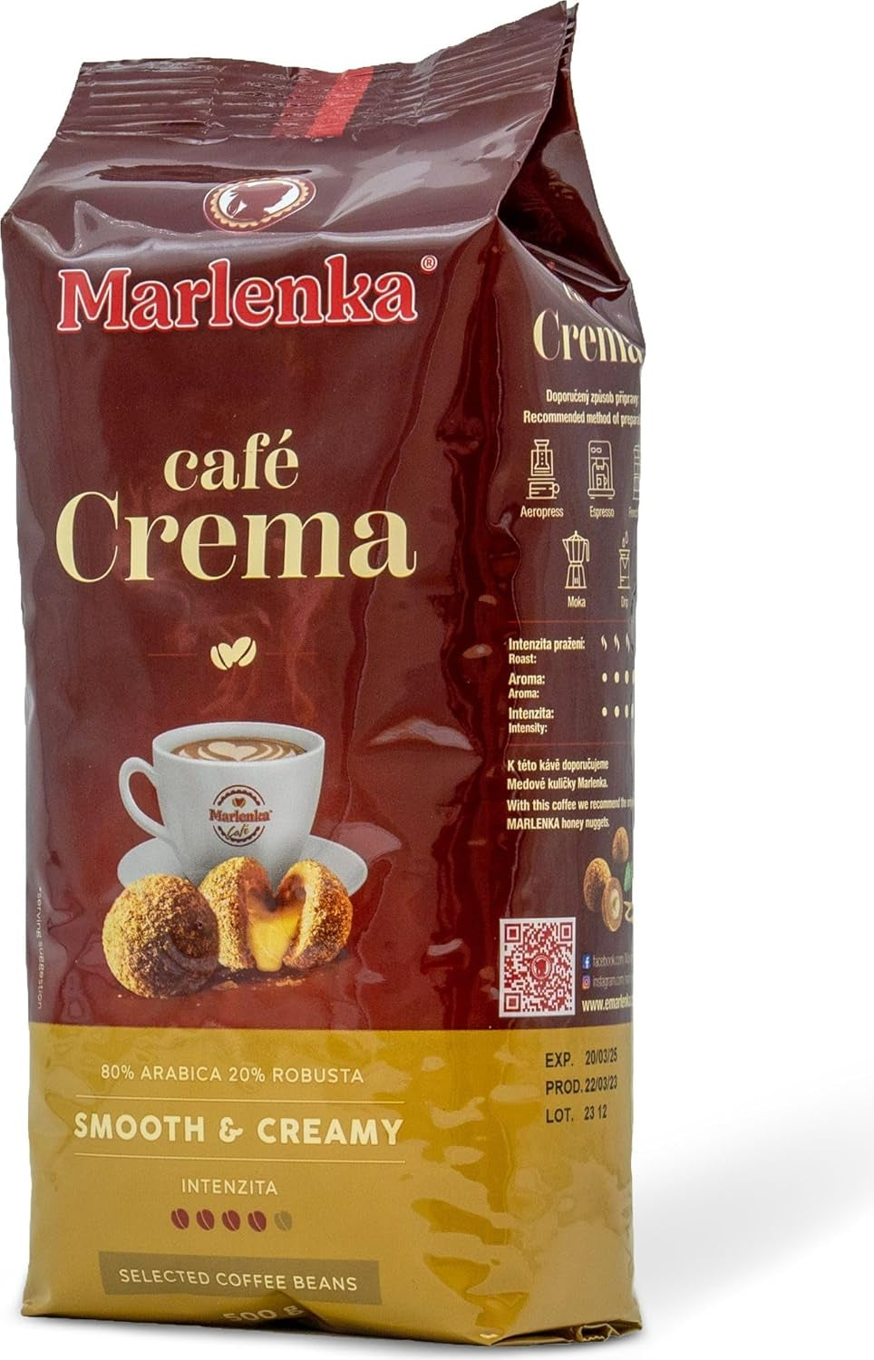 MARLENKA® Probiermix-Produkt | Wiener Honigkuchen (800 g), Kaffee-Honigkugeln (235 g) und Zitronen-Honigkugeln (235 g) und Marlenka Café Crema - Espresso Bohnen (500 g)