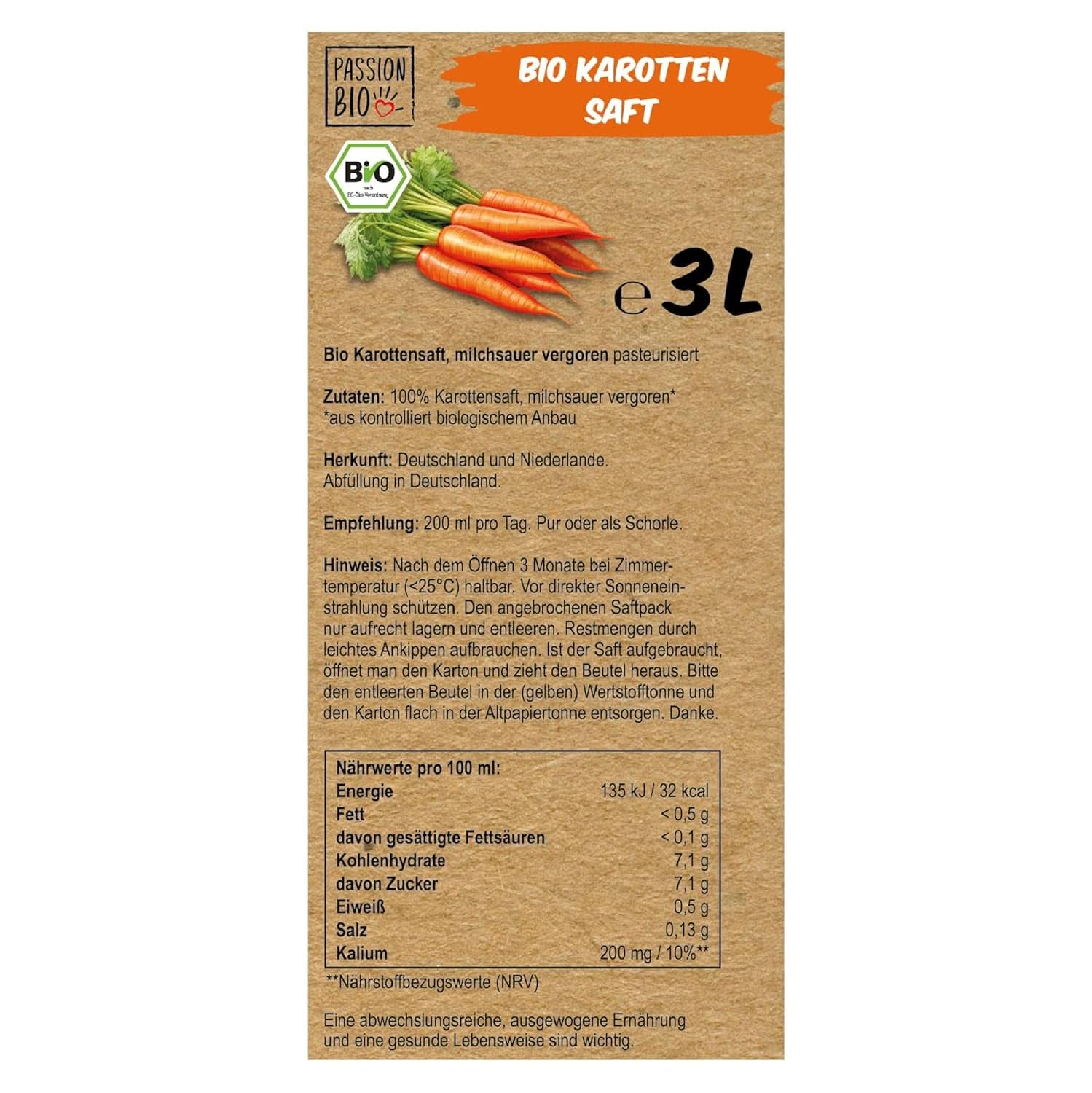 Organiczny sok z marchwi - Z marchwi niemieckiej i holenderskiej, 3 litry Napoje bezalkoholowe Naty Shop