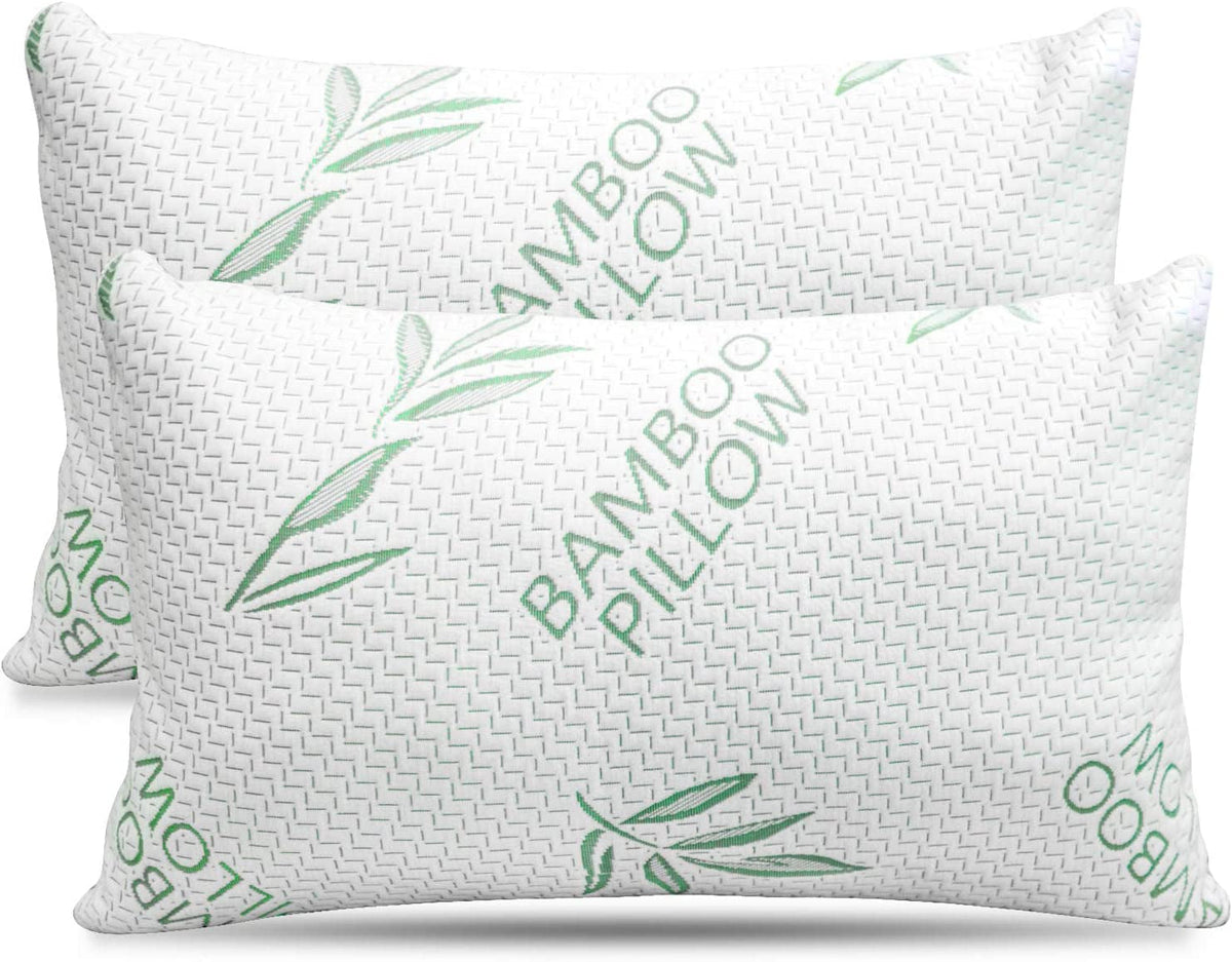 King Size 2 Pack Bamboo Pillow - Pernă de pat pentru dormit, reglabilă cu spumă de memorie mărunțită - spate, burtă, dormitor lateral, capac detașabil, răcire Hotel Down Alternative, King (2 bucăți) Perne standard Naty Shop Titlu implicit