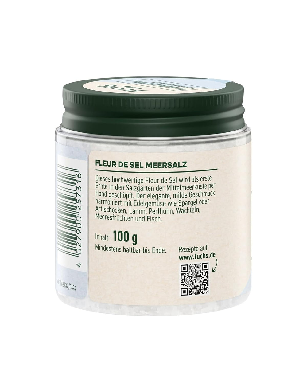 Fuchs Gewürze - Fleur de Sel | Szlachetna sól posypkowa do szparagów, owoców morza i ryb | Meersalz w jakości Premium 100 g im wiederverschließbaren Gewürzglas