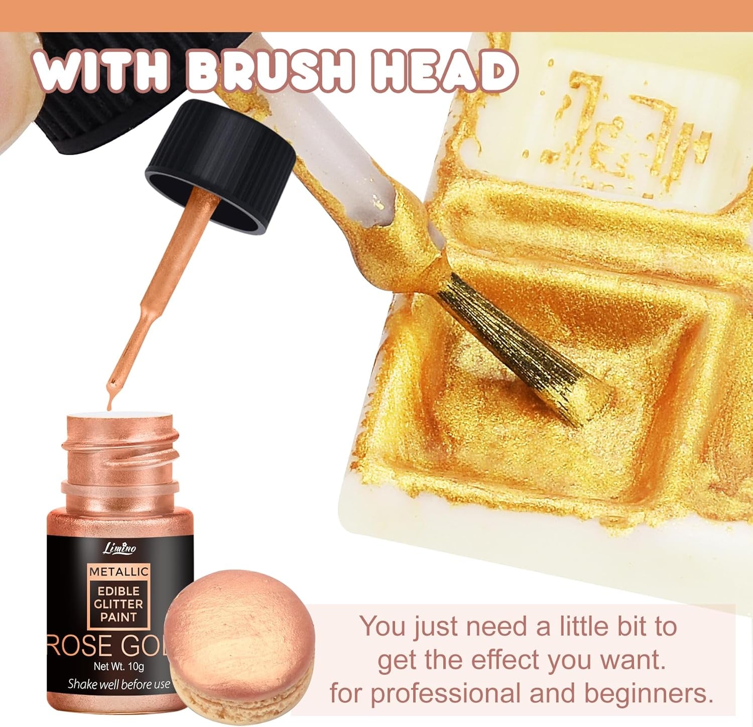 Sclipici comestibil lichid - 6 culori metalice, pudră sclipici comestibilă lichidă pentru decorarea torturilor, copt, macaroane - colorant alimentar metalic, culori sclipici pentru fursecuri, fondant, prăjituri, brioșe