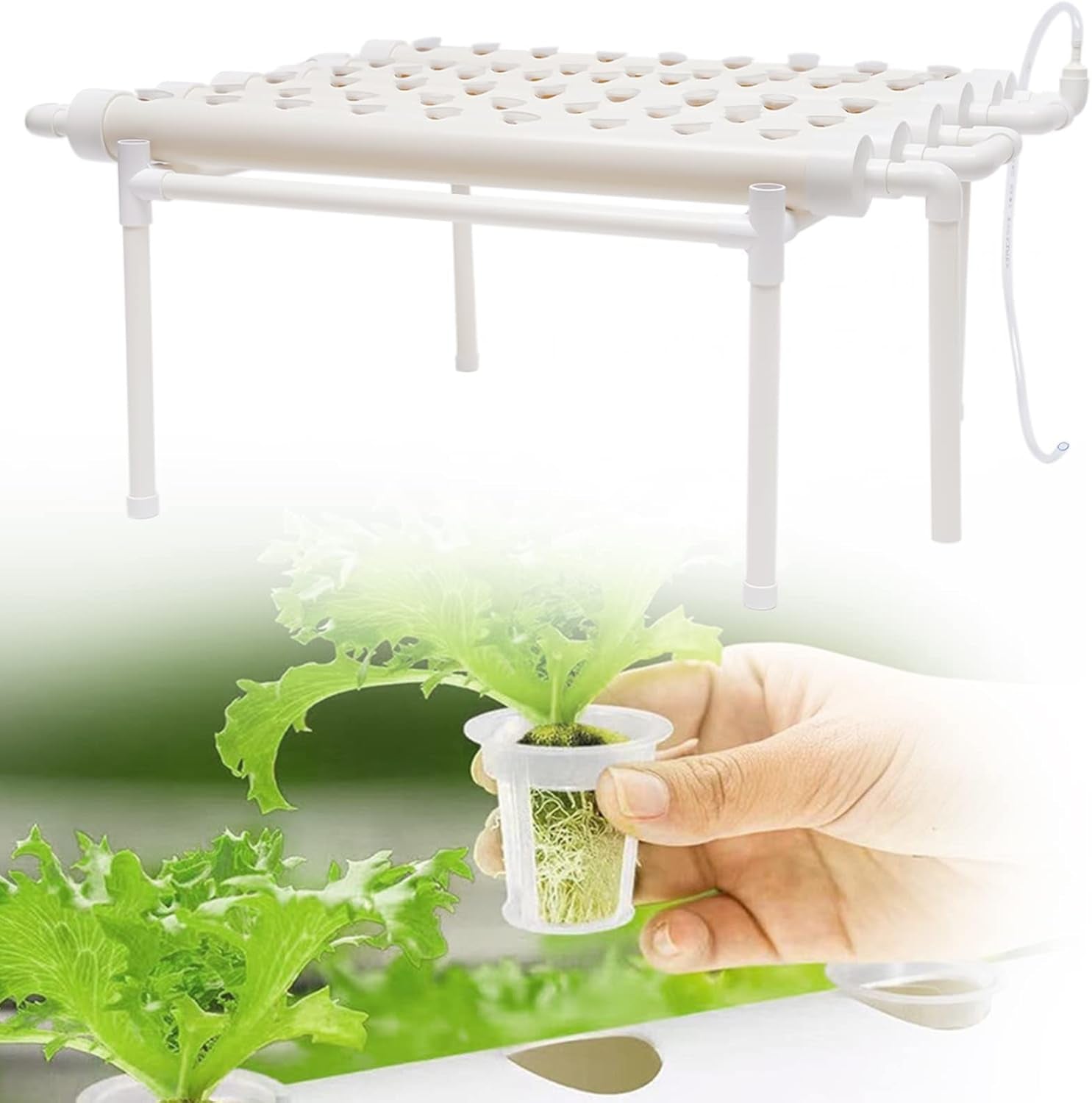 Hydroponische Systeme Zestaw do uprawy Hydrokultur Roślina Warzywo Hydroponika Pflanzen BewäSserung System Zestaw do ogrodu Narzędzia ogrodowe Pflanze Witryny Uprawa hydroponika Hydroponisches Anzuchtsystem 54LöCher 6Rohr